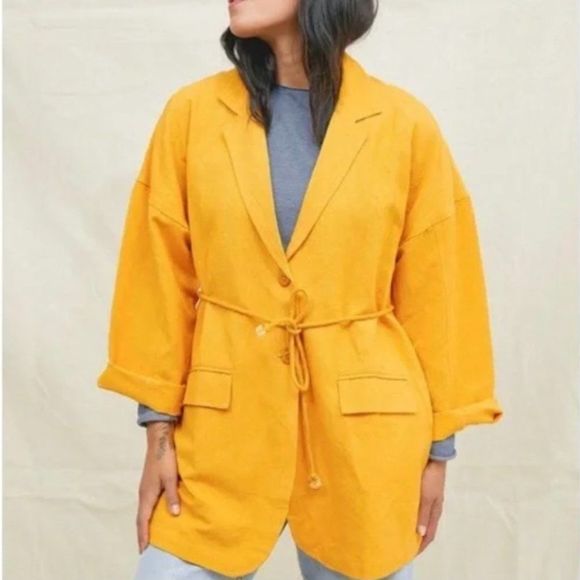 Back Beat Co Dylan Jacket‎ Women’s XS/S Saffron Organic Cotton & Linen Blazer - Picture 1 of 8